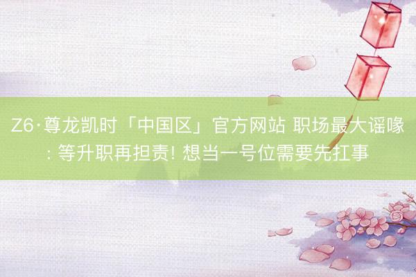 Z6·尊龙凯时「中国区」官方网站 职场最大谣喙: 等升职再担责! 想当一号位需要先扛事