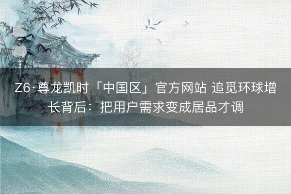 Z6·尊龙凯时「中国区」官方网站 追觅环球增长背后：把用户需求变成居品才调