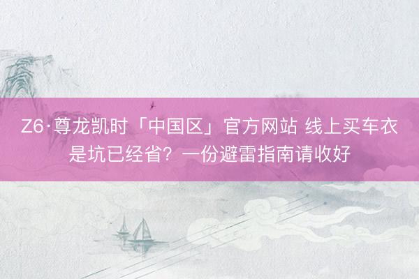 Z6·尊龙凯时「中国区」官方网站 线上买车衣是坑已经省？一份避雷指南请收好