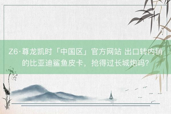 Z6·尊龙凯时「中国区」官方网站 出口转内销的比亚迪鲨鱼皮卡，抢得过长城炮吗？