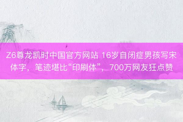Z6尊龙凯时中国官方网站 16岁自闭症男孩写宋体字，笔迹堪比“印刷体”，700万网友狂点赞