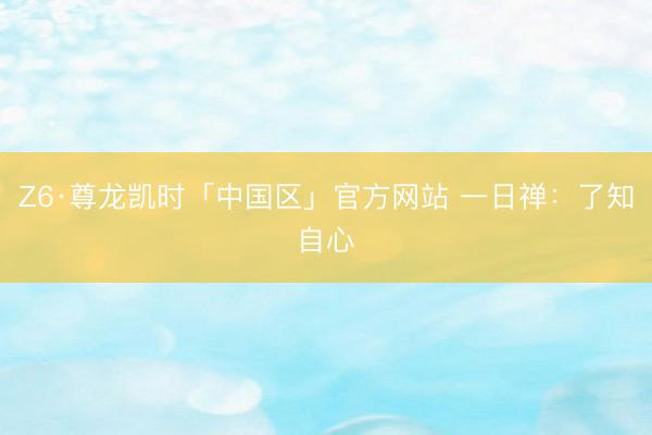 Z6·尊龙凯时「中国区」官方网站 一日禅：了知自心