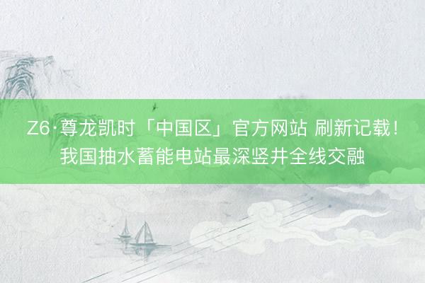 Z6·尊龙凯时「中国区」官方网站 刷新记载!我国抽水蓄能电站最深竖井全线交融