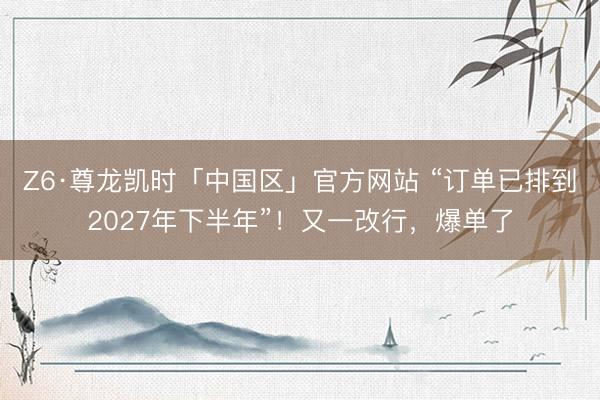 Z6·尊龙凯时「中国区」官方网站 “订单已排到2027年下半年”！又一改行，爆单了