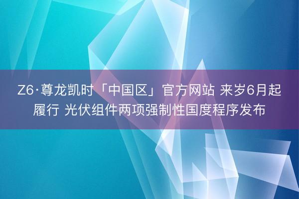 Z6·尊龙凯时「中国区」官方网站 来岁6月起履行 光伏组件两项强制性国度程序发布