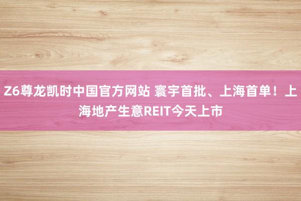 Z6尊龙凯时中国官方网站 寰宇首批、上海首单！上海地产生意REIT今天上市